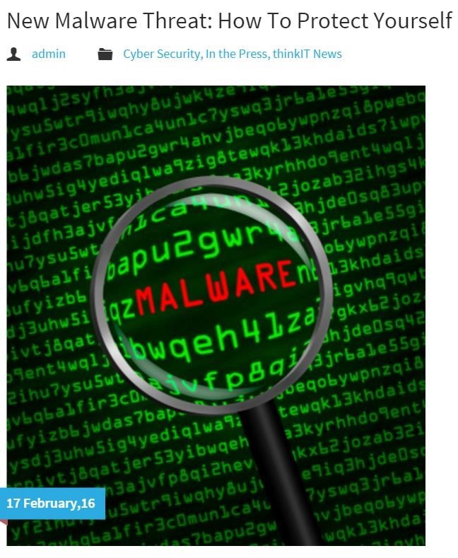 New Malware Threat: How to Protect Yourself by Jason Canon, thinkIT Solutions
